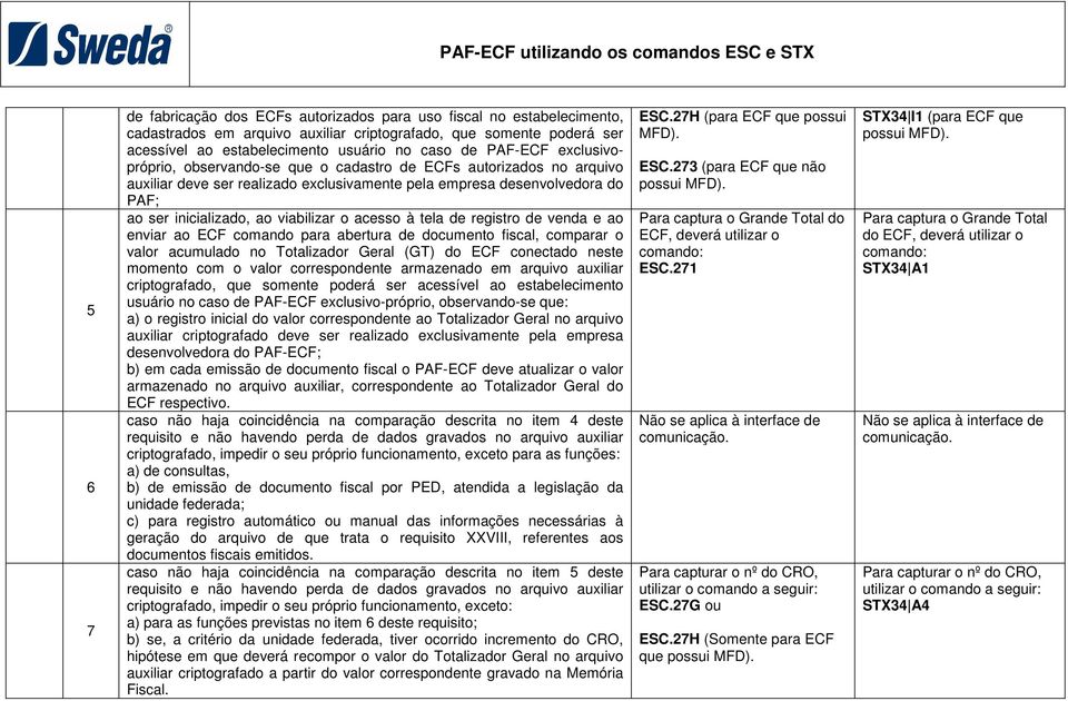 o acesso à tela de registro de venda e ao enviar ao ECF comando para abertura de documento fiscal, comparar o valor acumulado no Totalizador Geral (GT) do ECF conectado neste momento com o valor