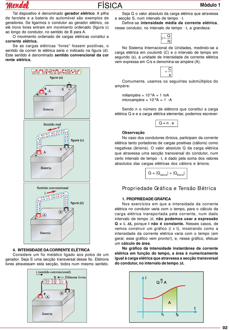 O movimento ordenado de cargas elétricas constitui a corrente elétrica. Se as cargas elétricas livres fossem positivas, o sentido da corren te elétrica seria o indicado na figura (d).