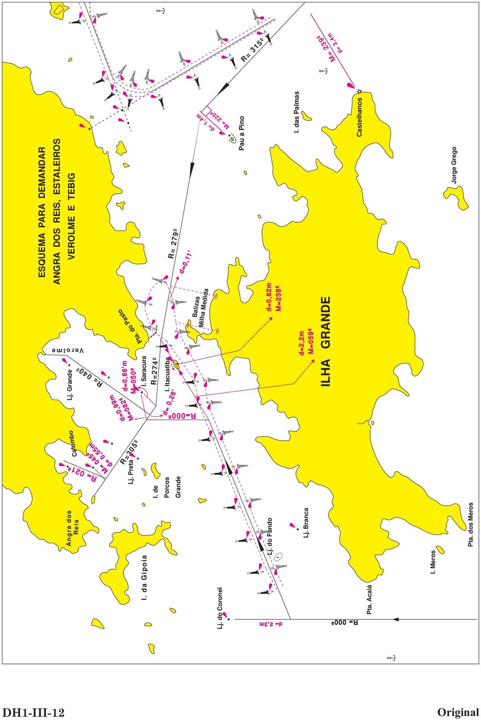 Grande ESQUEMA PARA DEMANDAR ANGRA DOS REIS, ESTALEIROS VEROLME E TEBIG V V R= 279º E d=0,11 d= 1,4m 1,4m M= 22º Pau a Pino I.