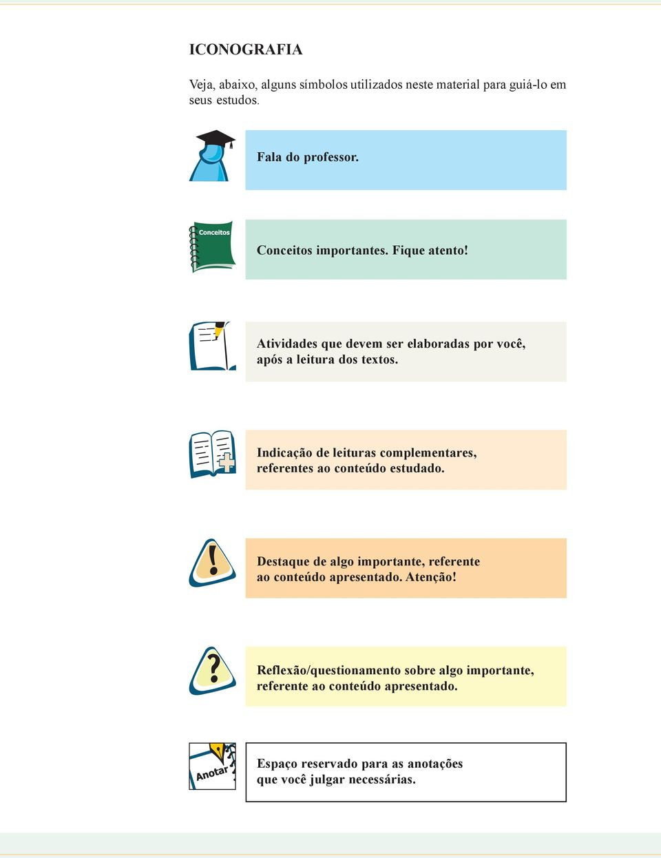 Indicação de leituras complementares, referentes ao conteúdo estudado.