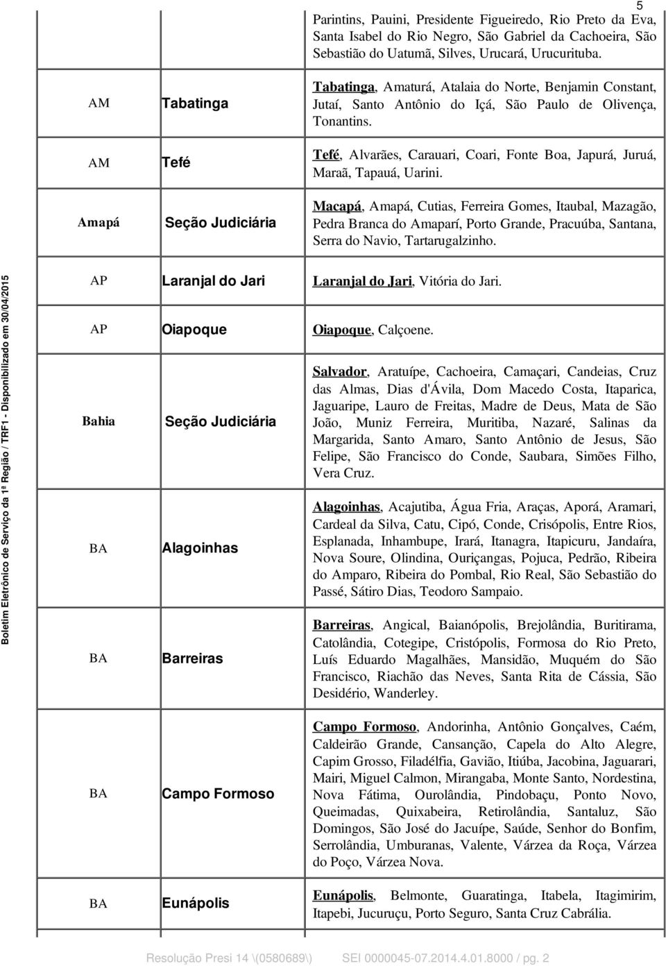 AM Tefé Tefé, Alvarães, Carauari, Coari, Fonte Boa, Japurá, Juruá, Maraã, Tapauá, Uarini.