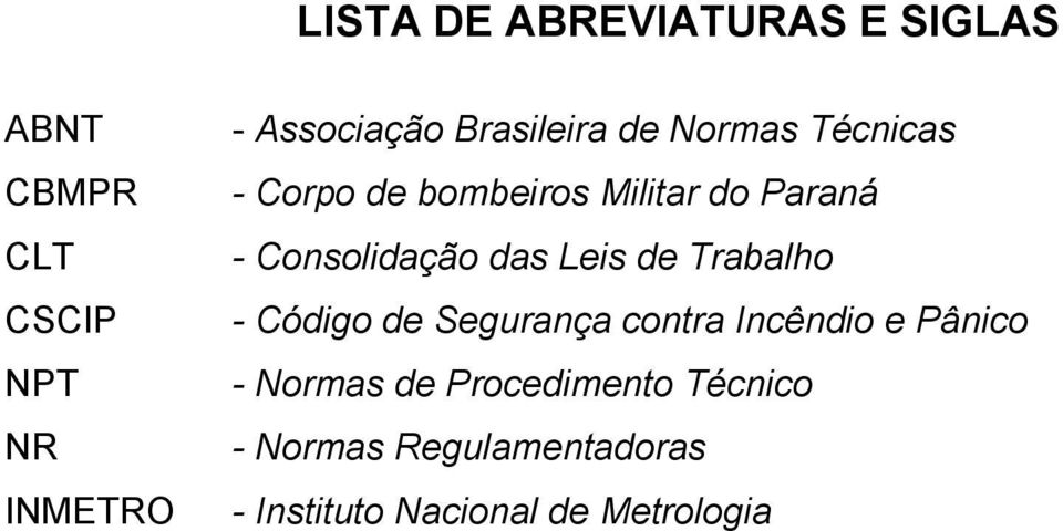 Consolidação das Leis de Trabalho - Código de Segurança contra Incêndio e Pânico