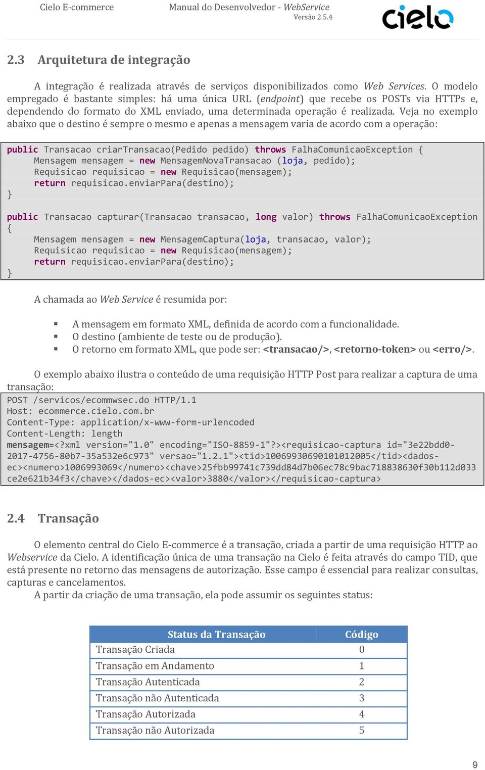 Veja no exemplo abaixo que o destino é sempre o mesmo e apenas a mensagem varia de acordo com a operação: public Transacao criartransacao(pedido pedido) throws FalhaComunicaoException { Mensagem