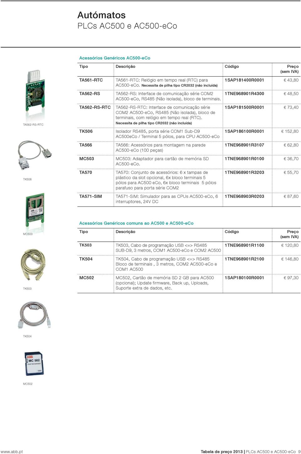 TA562-RS-RTC: Interface de comunicação série COM2 AC500-eCo, RS485 (Não isolada), bloco de terminais, com relógio em tempo real (RTC).