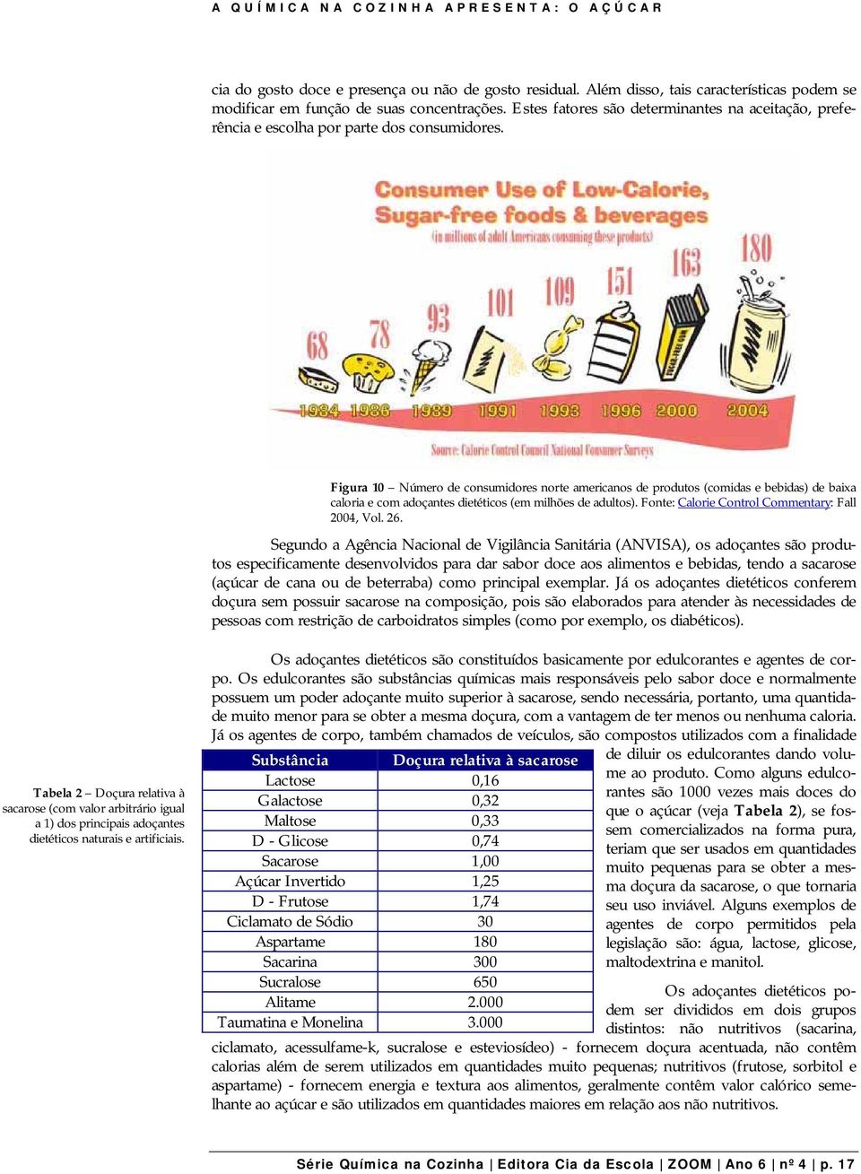 Figura 10 Número de consumidores norte americanos de produtos (comidas e bebidas) de baixa caloria e com adoçantes dietéticos (em milhões de adultos).