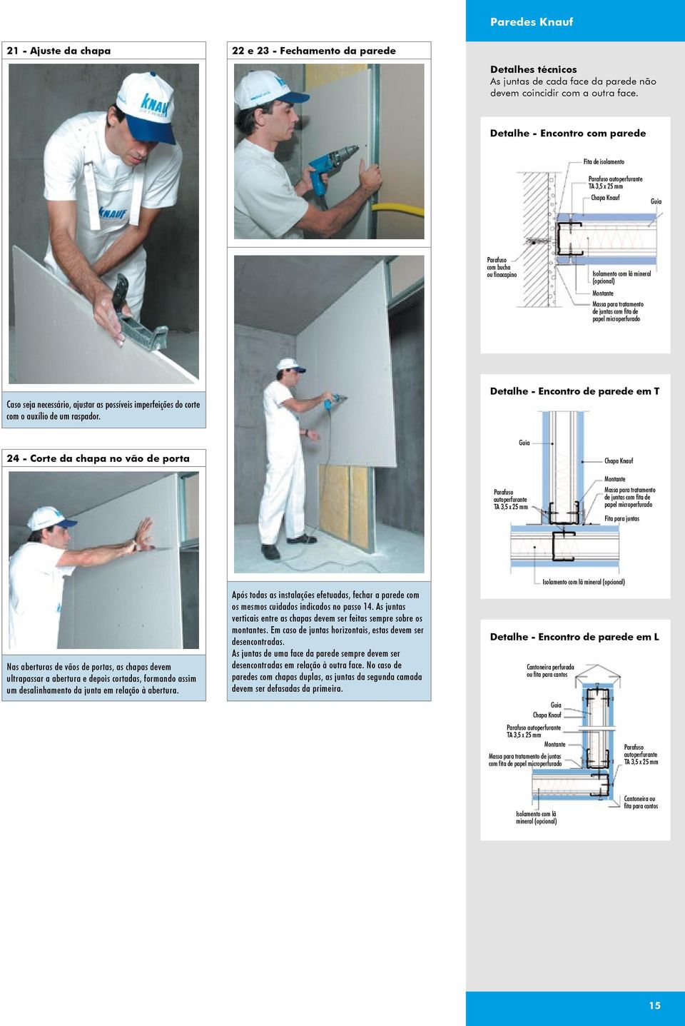 tratamento de juntas com fita de papel microperfurado Caso seja necessário, ajustar as possíveis imperfeições do corte com o auxílio de um raspador.