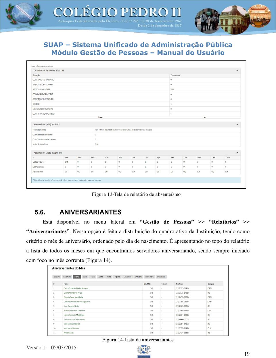 Nessa opção é feita a distribuição do quadro ativo da Instituição, tendo como critério o mês de aniversário, ordenado pelo