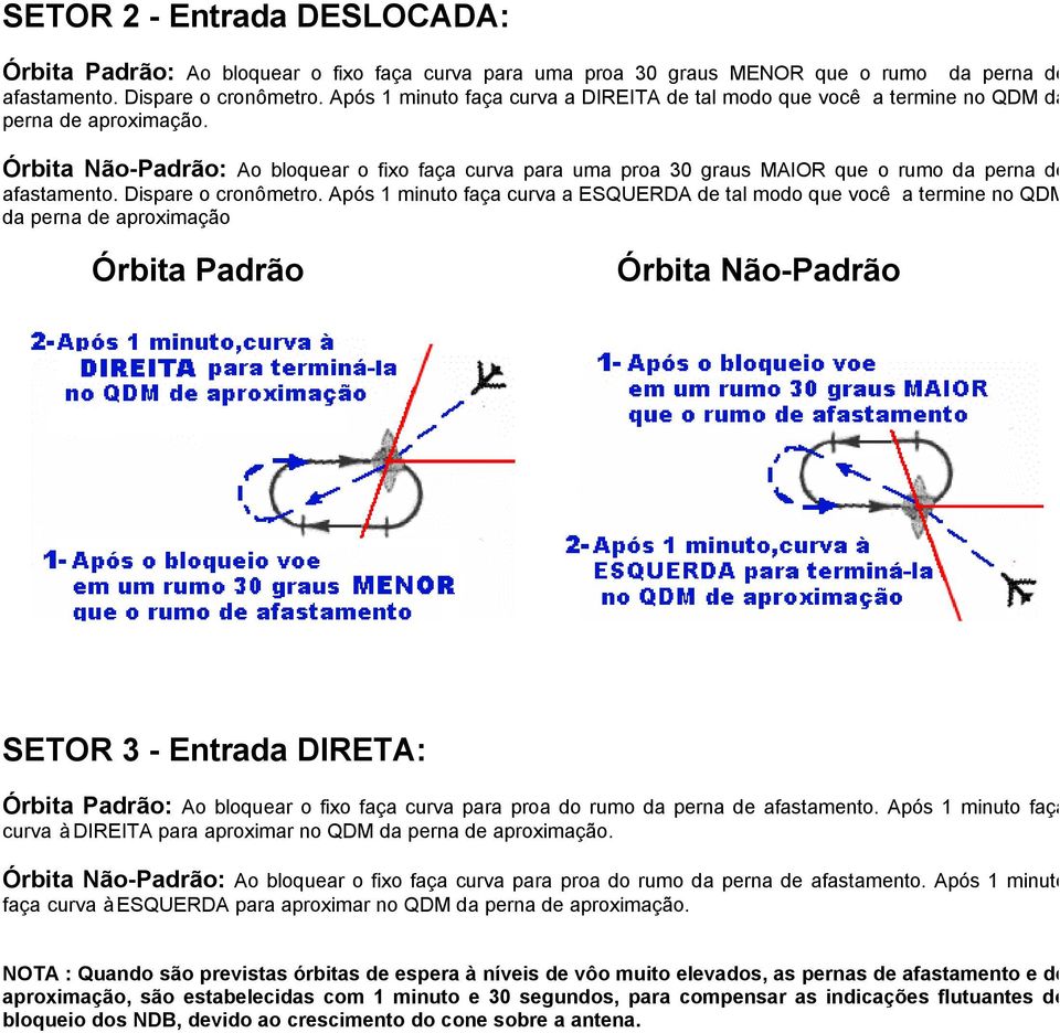 Órbita Não-Padrão: Ao bloquear o fixo faça curva para uma proa 30 graus MAIOR que o rumo da perna de afastamento. Dispare o cronômetro.