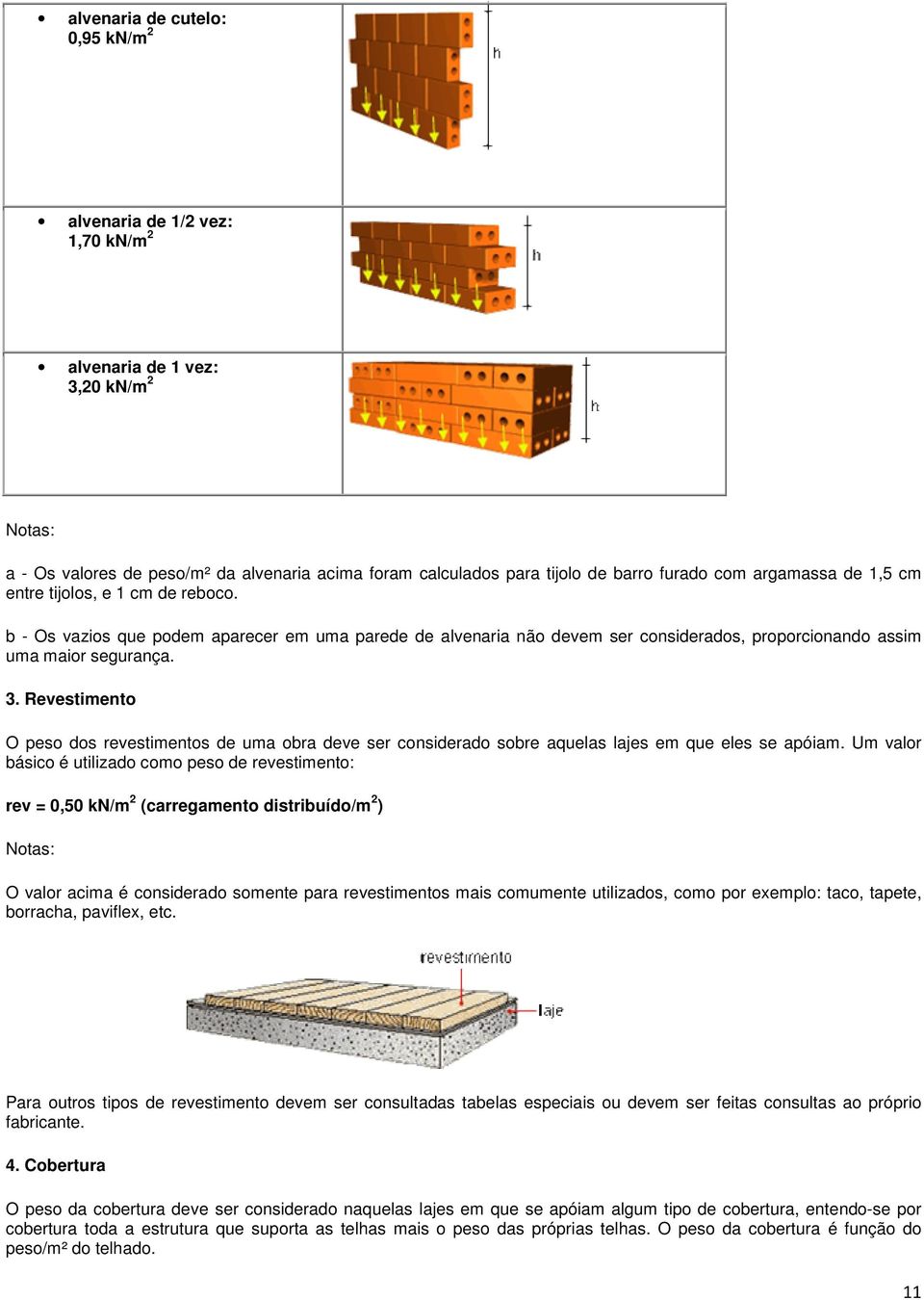 Revestimento O peso dos revestimentos de uma obra deve ser considerado sobre aquelas lajes em que eles se apóiam.