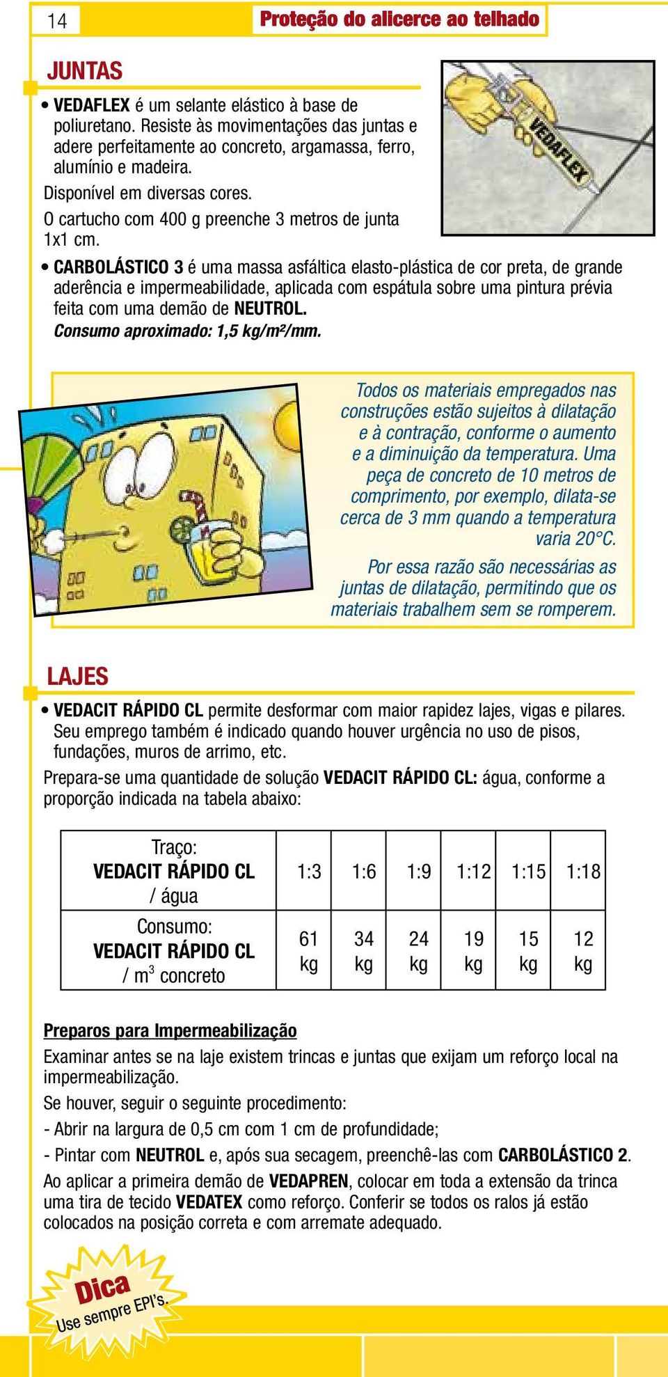 CARBOLÁSTICO 3 é uma massa asfáltica elasto-plástica de cor preta, de grande aderência e impermeabilidade, aplicada com espátula sobre uma pintura prévia feita com uma demão de NEUTROL.