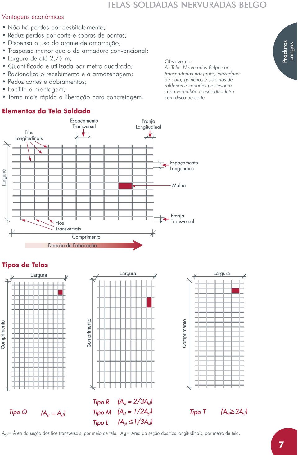 TELAS SOLDADAS NERVURADAS BELGO Observação: As Telas Nervuradas Belgo são transportadas por gruas, elevadores de obra, guinchos e sistemas de roldanas e cortadas por tesoura corta-vergalhão e