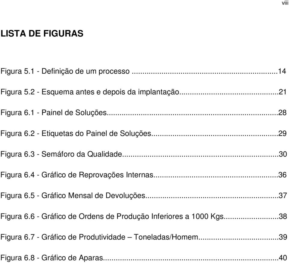 4 - Gráfico de Reprovações Internas...36 Figura 6.5 - Gráfico Mensal de Devoluções...37 Figura 6.