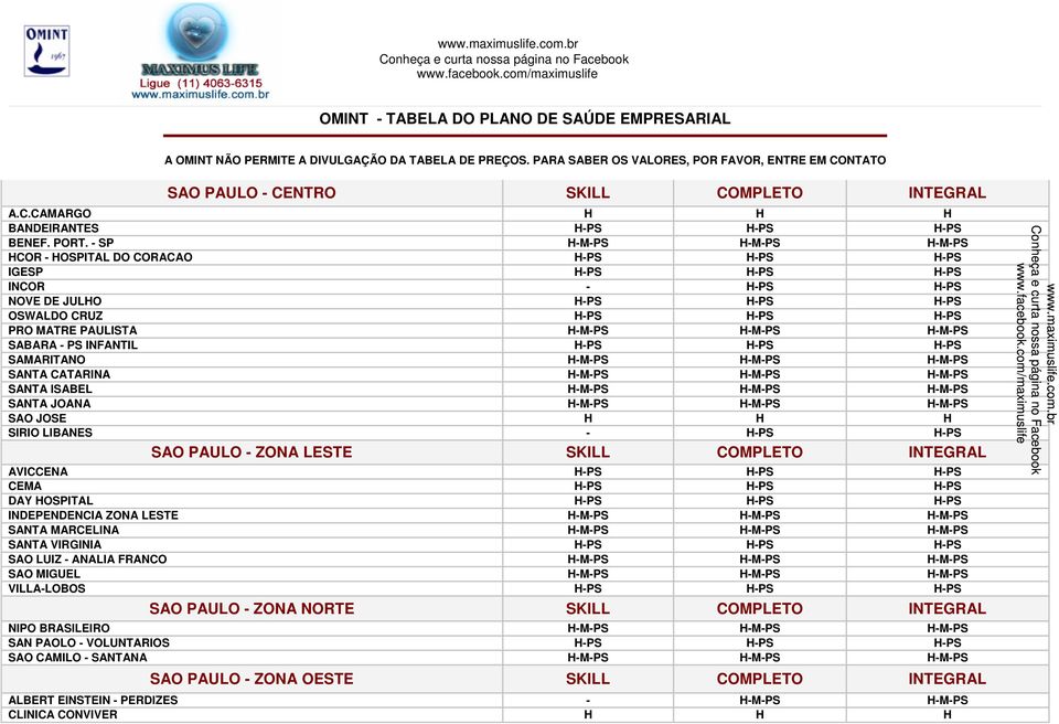 - SP H-M-PS H-M-PS H-M-PS HCOR - HOSPITAL DO CORACAO H-PS H-PS H-PS IGESP H-PS H-PS H-PS INCOR - H-PS H-PS NOVE DE JULHO H-PS H-PS H-PS OSWALDO CRUZ H-PS H-PS H-PS PRO MATRE PAULISTA H-M-PS H-M-PS