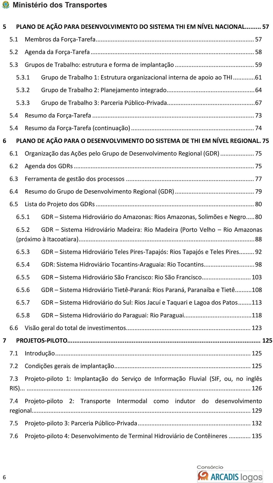 .. 67 5.4 Resumo da Força-Tarefa... 73 5.4 Resumo da Força-Tarefa (continuação)... 74 6 PLANO DE AÇÃO PARA O DESENVOLVIMENTO DO SISTEMA DE THI EM NÍVEL REGIONAL. 75 6.