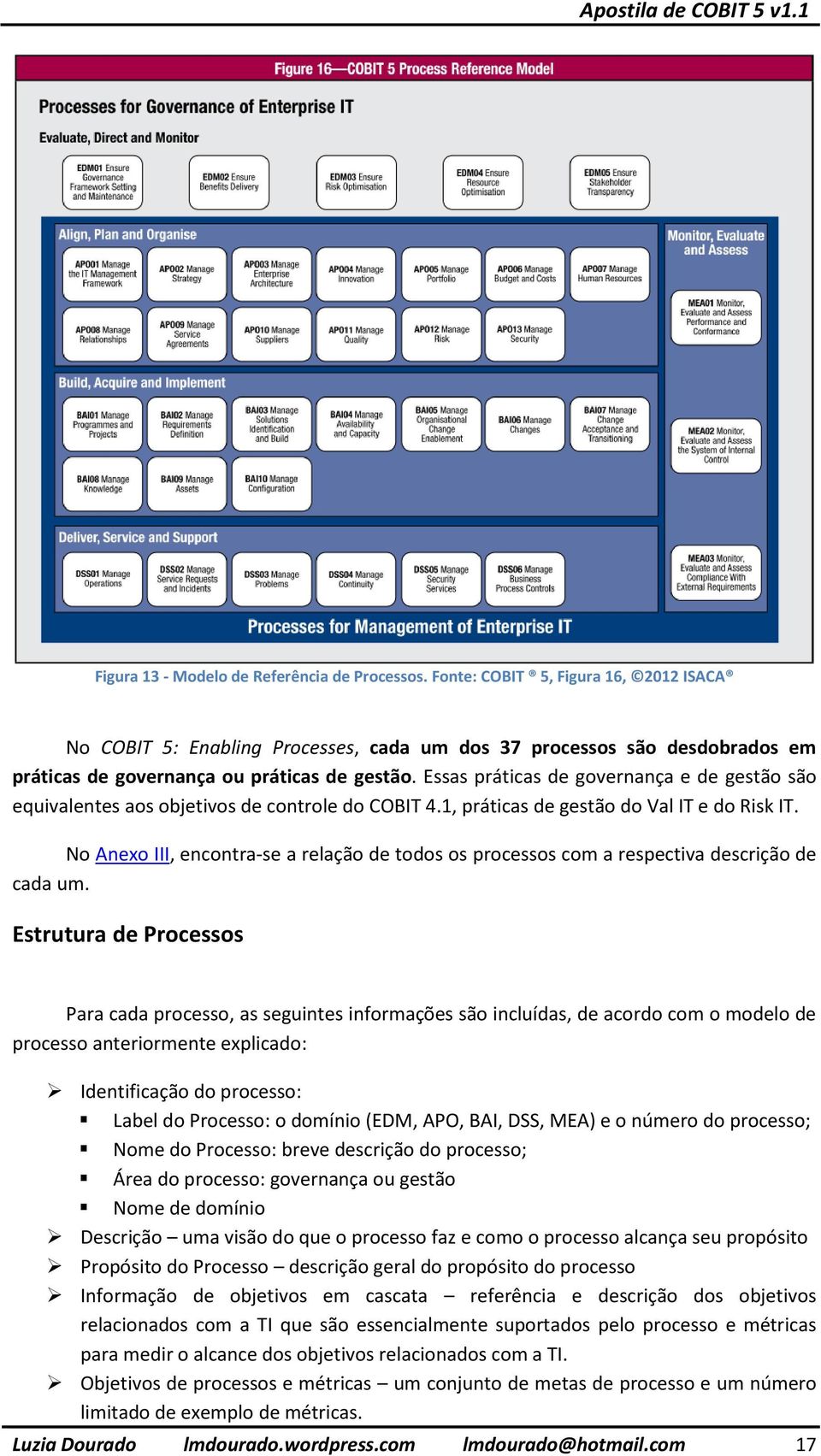 Essas práticas de governança e de gestão são equivalentes aos objetivos de controle do COBIT 4.1, práticas de gestão do Val IT e do Risk IT.