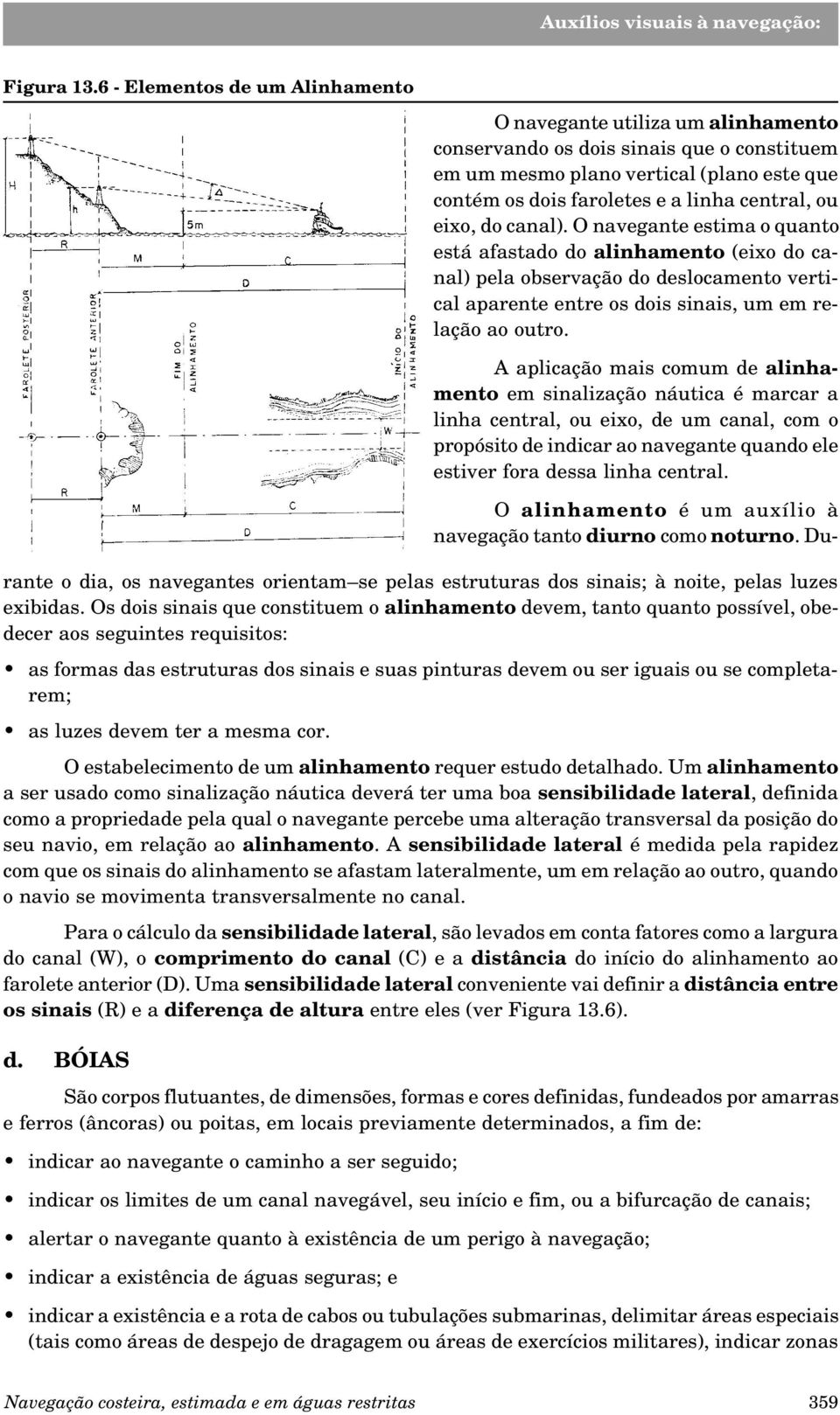 ou eixo, do canal). O navegante estima o quanto está afastado do alinhamento (eixo do canal) pela observação do deslocamento vertical aparente entre os dois sinais, um em relação ao outro.