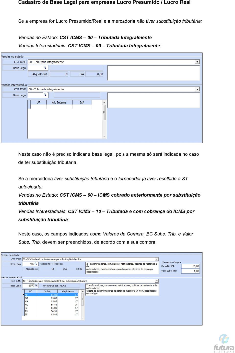 Se a mercadoria tiver substituição tributária e o fornecedor já tiver recolhido a ST antecipada: Vendas no Estado: CST ICMS 60 ICMS cobrado anteriormente por substituição tributária Vendas