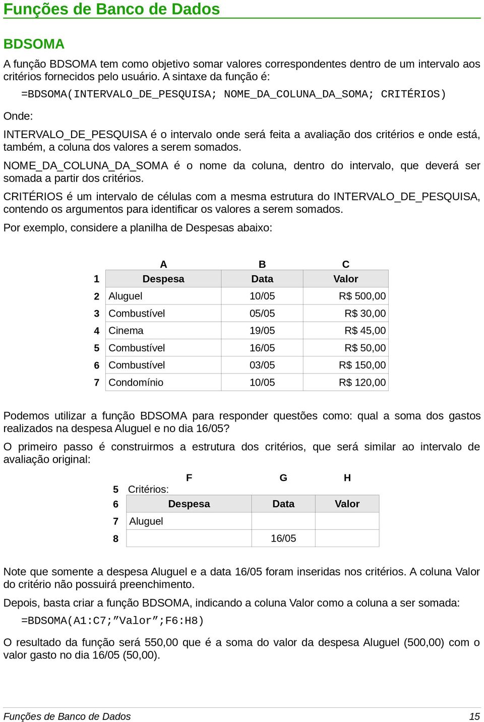 coluna dos valores a serem somados. NOME_DA_COLUNA_DA_SOMA é o nome da coluna, dentro do intervalo, que deverá ser somada a partir dos critérios.