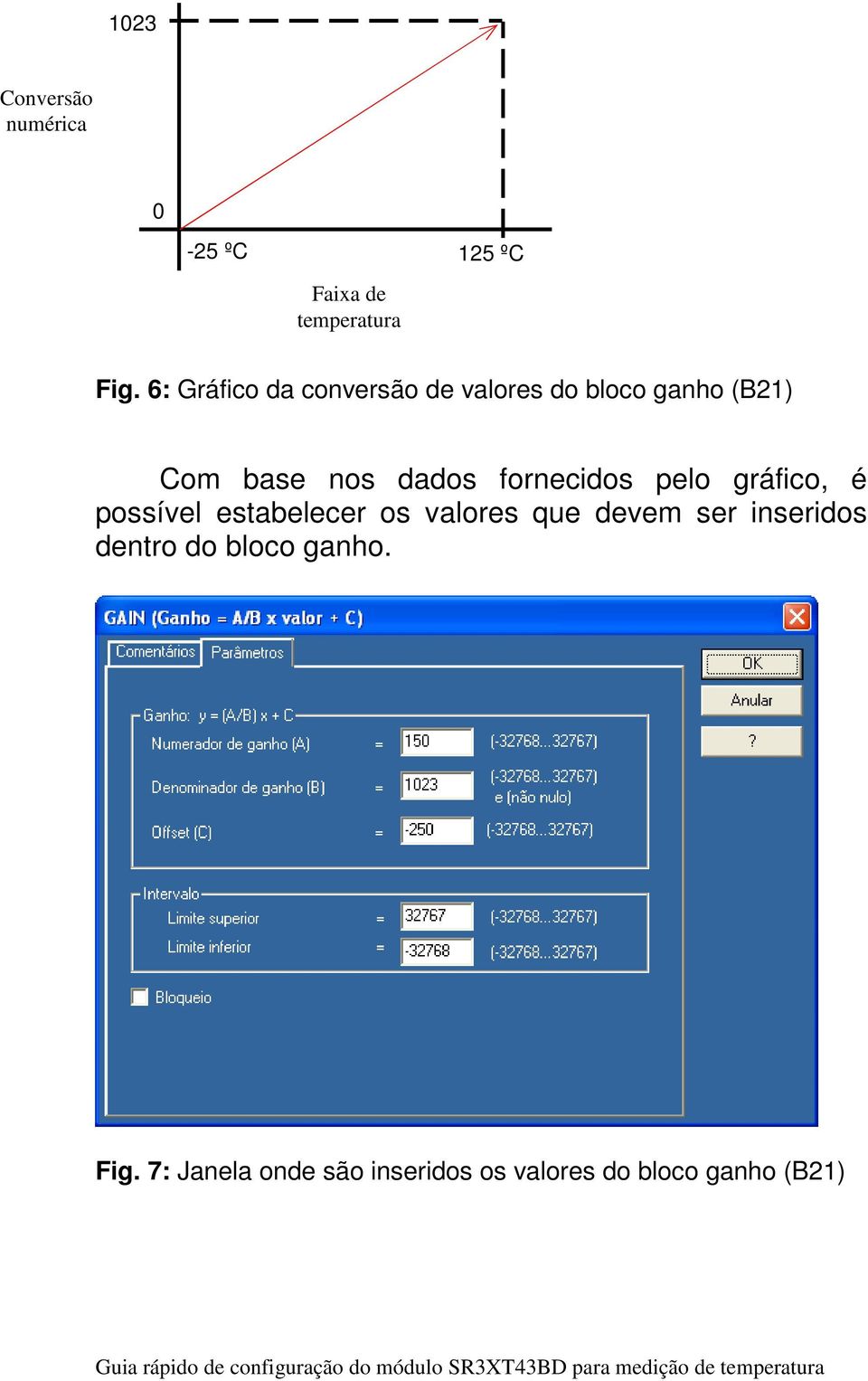 fornecidos pelo gráfico, é possível estabelecer os valores que devem ser