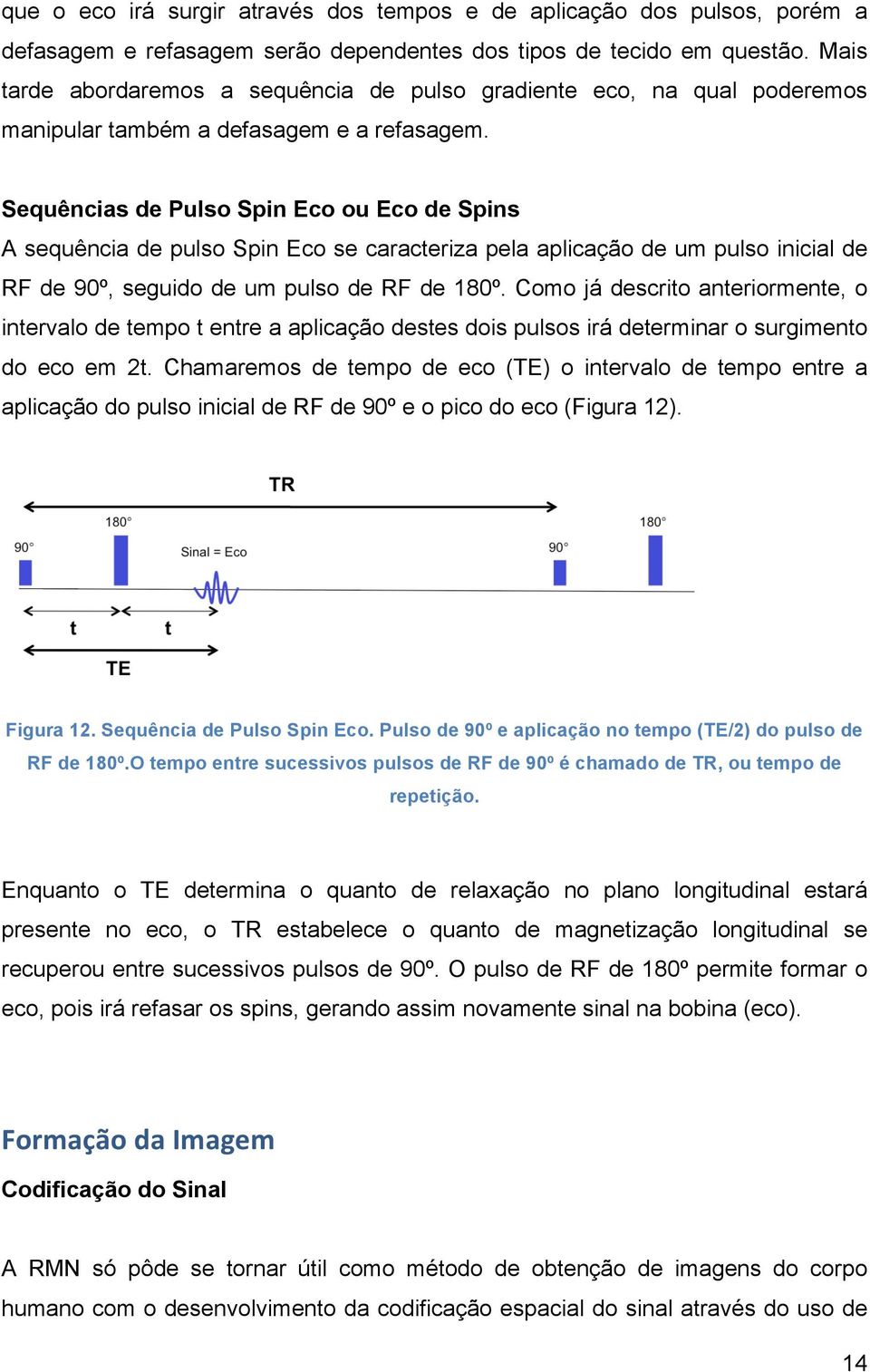 Sequências de Pulso Spin Eco ou Eco de Spins A sequência de pulso Spin Eco se caracteriza pela aplicação de um pulso inicial de RF de 90º, seguido de um pulso de RF de 180º.