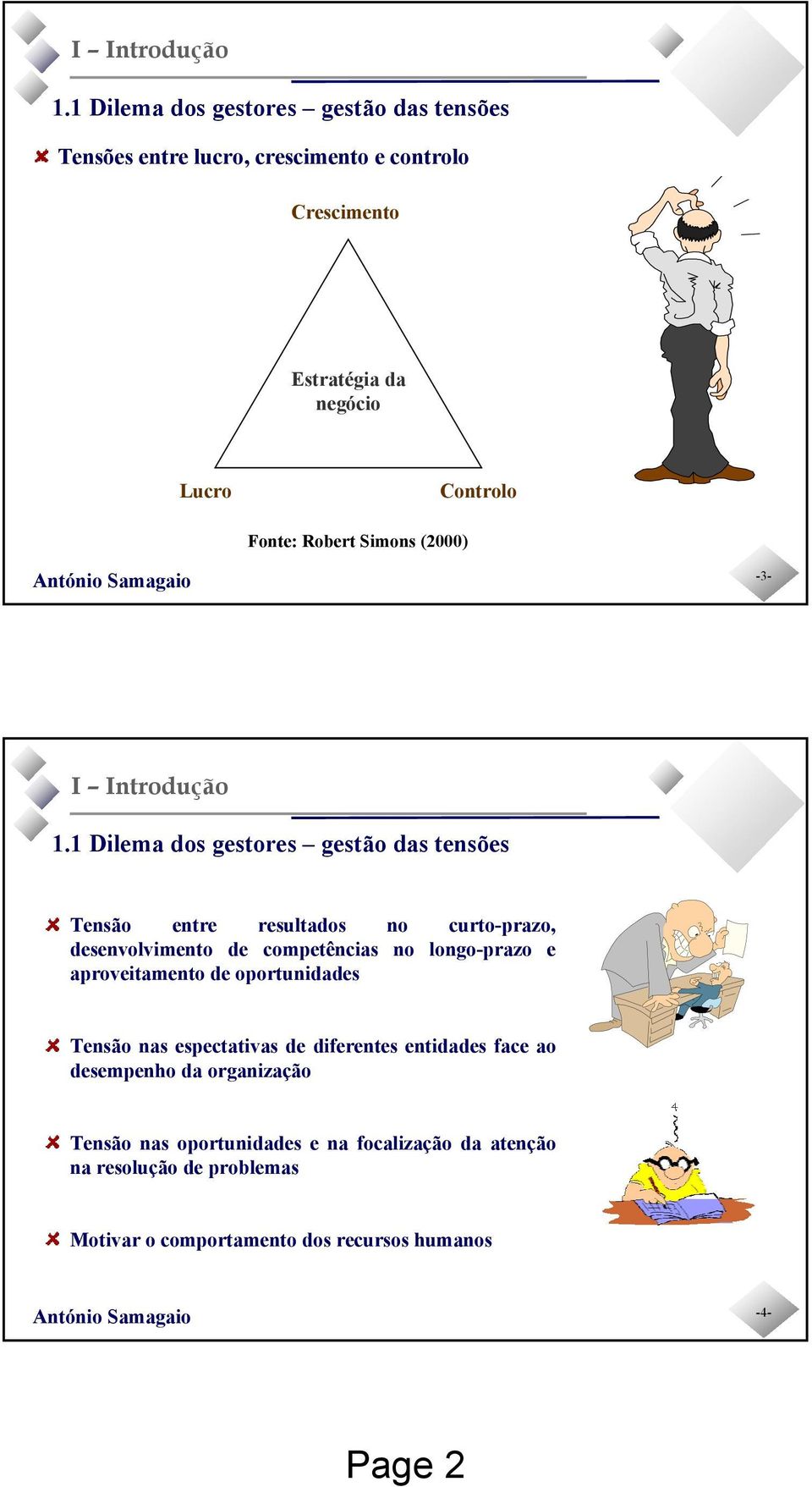 1 Dilema dos gestores gestão das tensões Tensão entre resultados no curto-prazo, desenvolvimento de competências no longo-prazo e