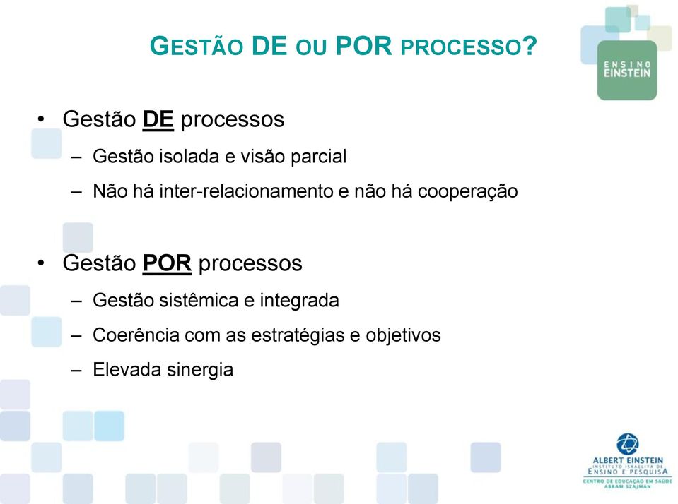 inter-relacionamento e não há cooperação Gestão POR