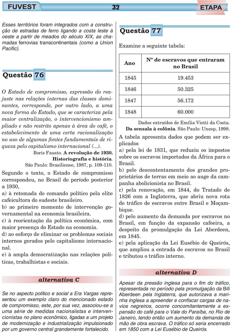 Questão 76 O Estado de compromisso, expressão do reajuste nas relações internas das classes dominantes, corresponde, por outro lado, a uma nova forma do Estado, que se caracteriza pela maior