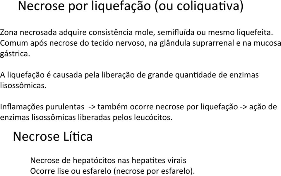 A liquefação é causada pela liberação de grande quan0dade de enzimas lisossômicas.