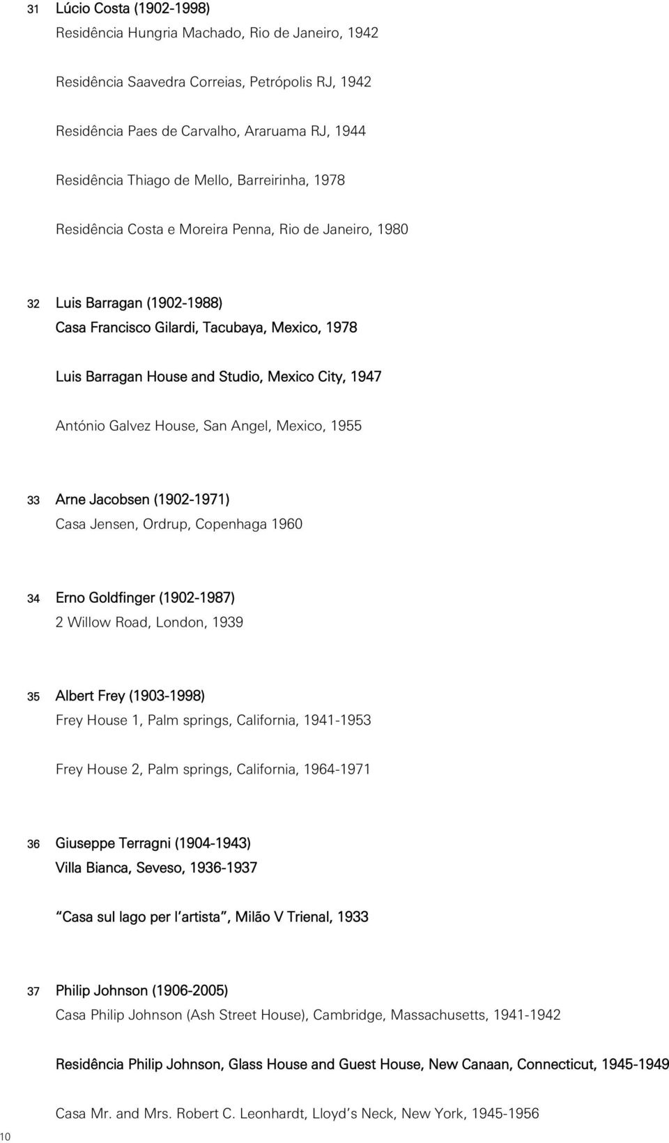 City, 1947 António Galvez House, San Angel, Mexico, 1955 33 Arne Jacobsen (1902-1971) Casa Jensen, Ordrup, Copenhaga 1960 34 Erno Goldfinger (1902-1987) 2 Willow Road, London, 1939 35 Albert Frey