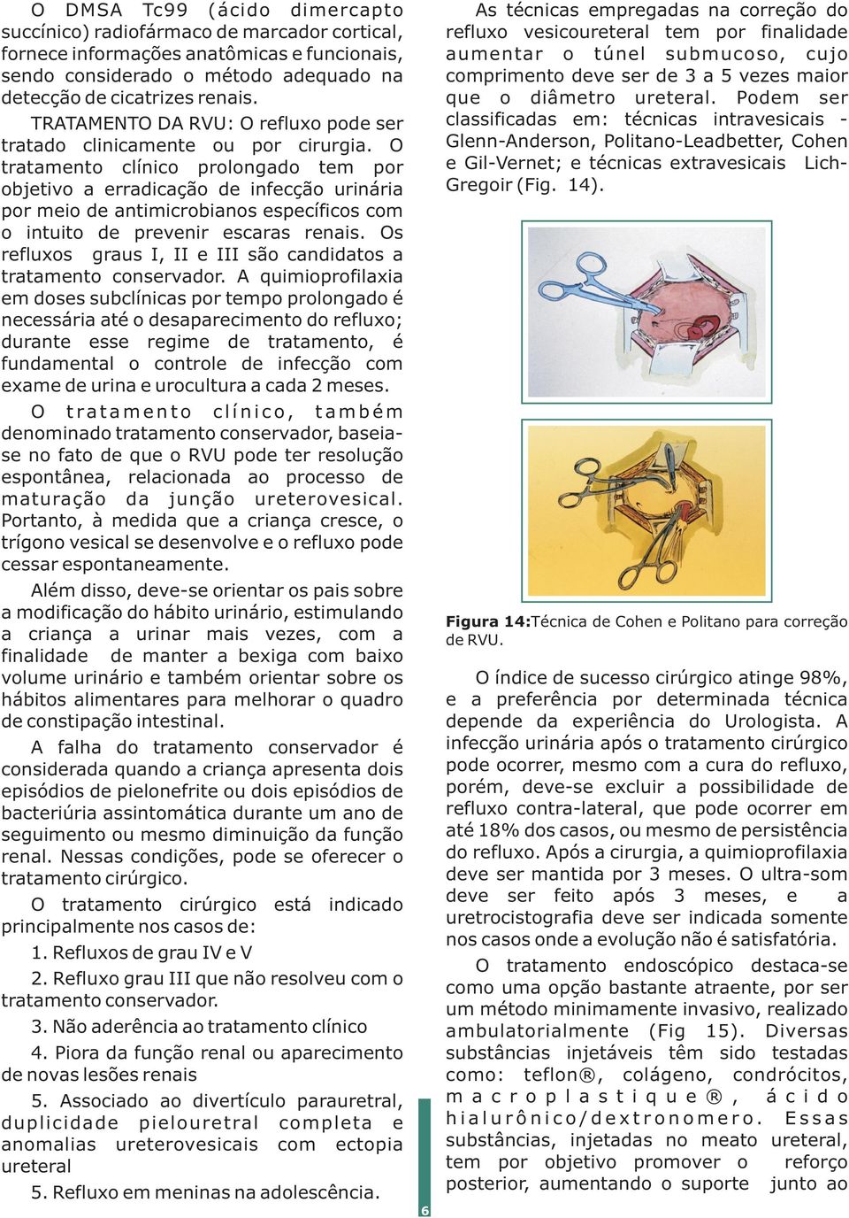 O tratamento clínico prolongado tem por objetivo a erradicação de infecção urinária por meio de antimicrobianos específicos com o intuito de prevenir escaras renais.