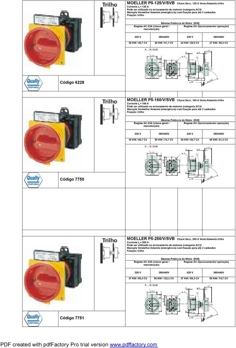 MOELLER P5-160/V/SVB Chave Secc. 160 A Verm.