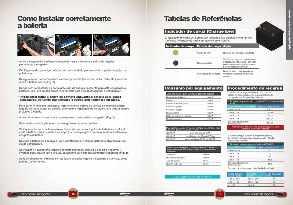 Antes da instalação, verifique o estado de carga da bateria e só instale baterias plenamente carregadas.