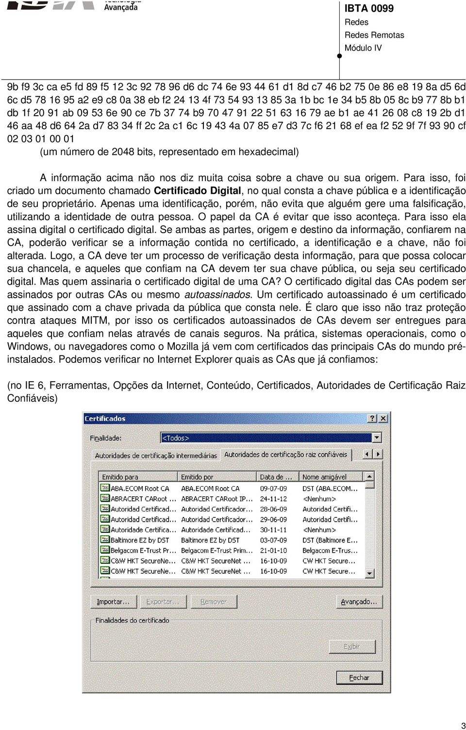 02 03 01 00 01 (um número de 2048 bits, representado em hexadecimal) A informação acima não nos diz muita coisa sobre a chave ou sua origem.