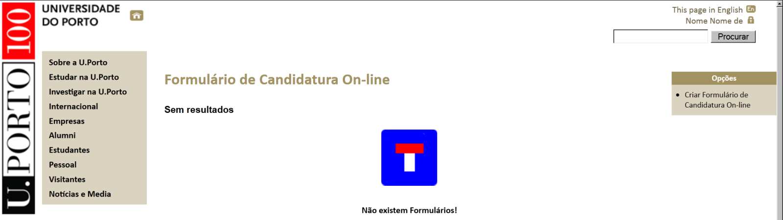 Figura 4 Acesso ao Formulário/Manual de Candidatura