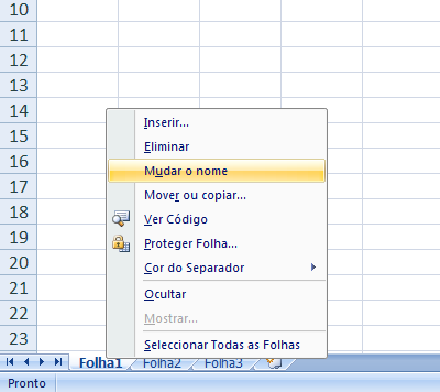 2.1-Conceito de Livro e Folha de trabalho Como mudar o nome da Folha de trabalho?