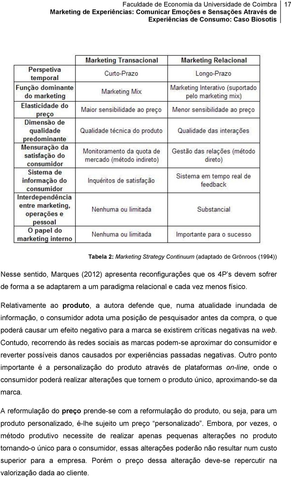 Relativamente ao produto, a autora defende que, numa atualidade inundada de informação, o consumidor adota uma posição de pesquisador antes da compra, o que poderá causar um efeito negativo para a