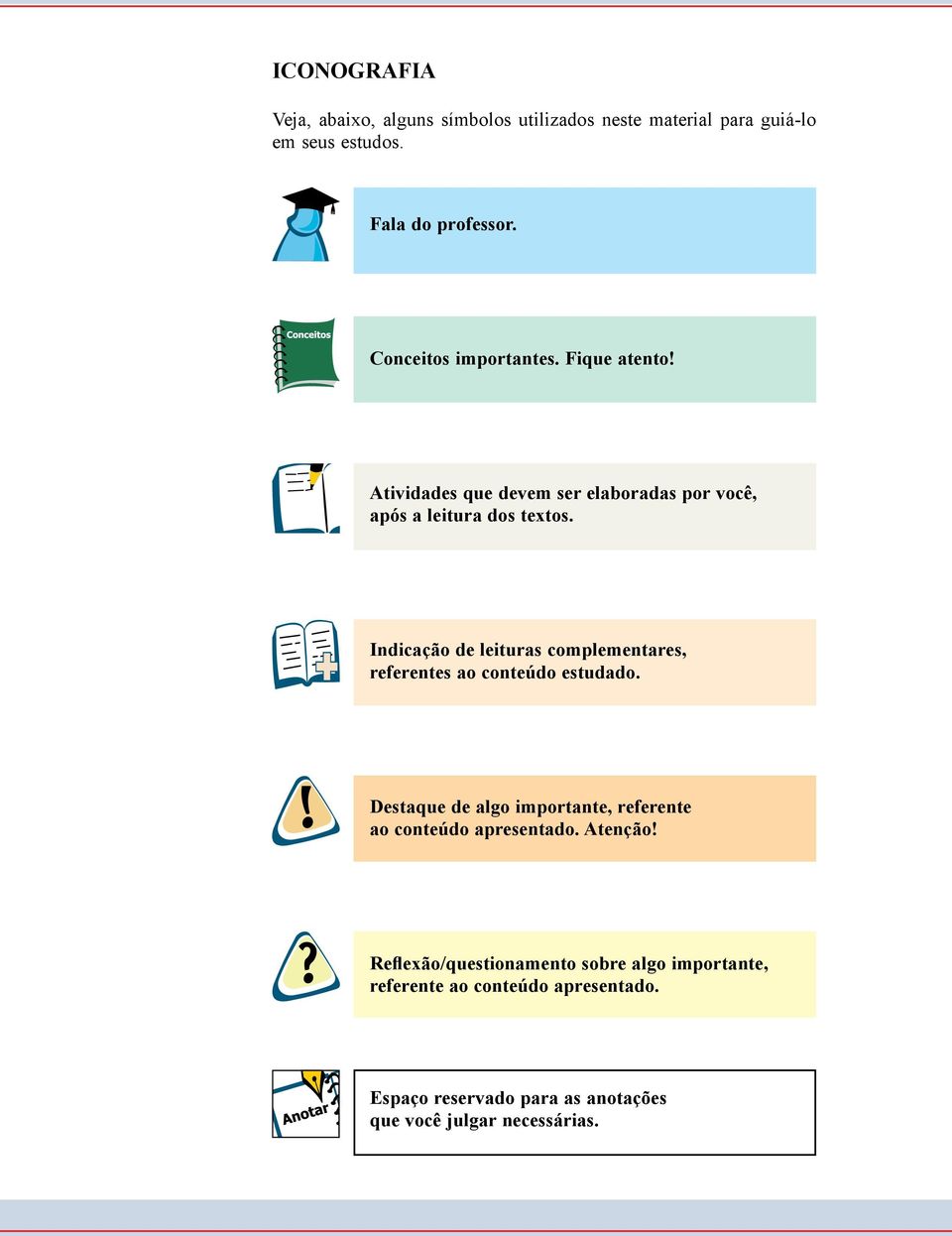 Indicação de leituras complementares, referentes ao conteúdo estudado.