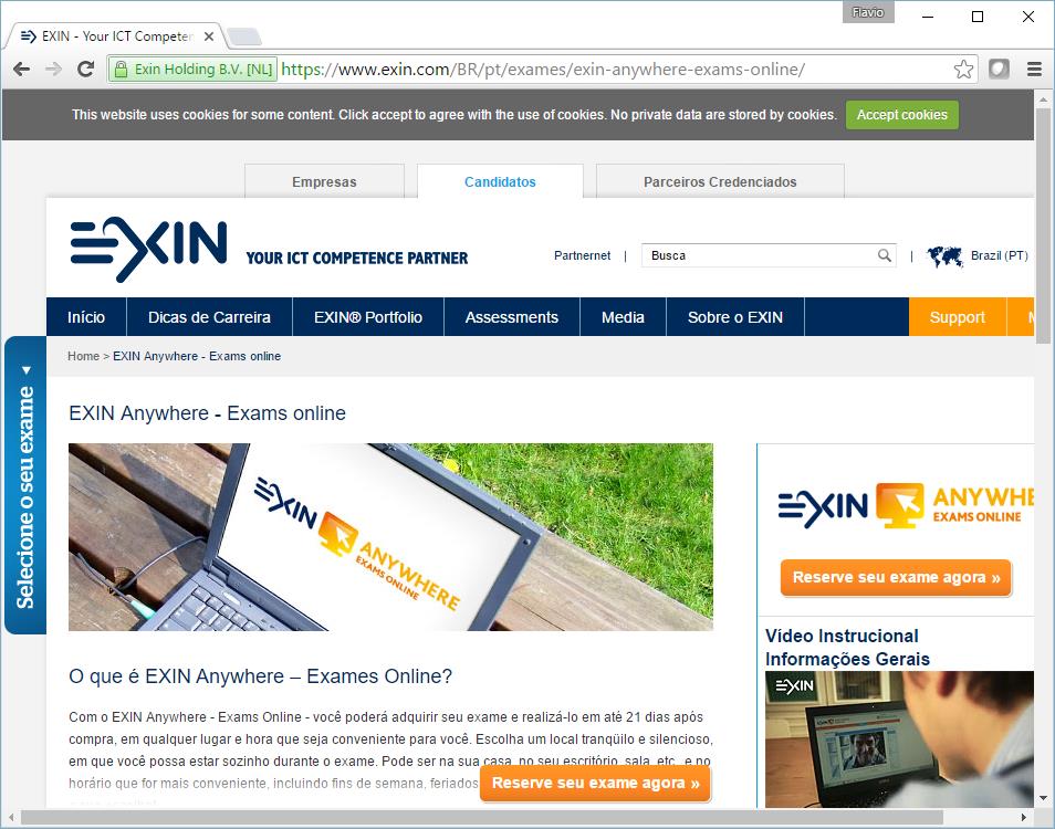 Comprando o exame online no site do EXIN 1º Passo Entre no link abaixo, role a página e