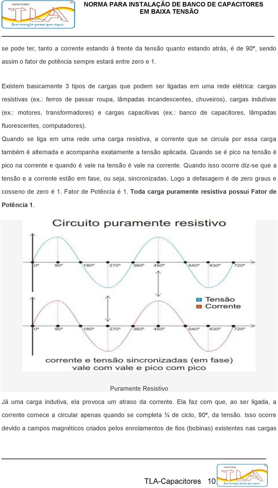 : motores, transformadores) e cargas capacitivas (ex.: banco de capacitores, lâmpadas fluorescentes, computadores).