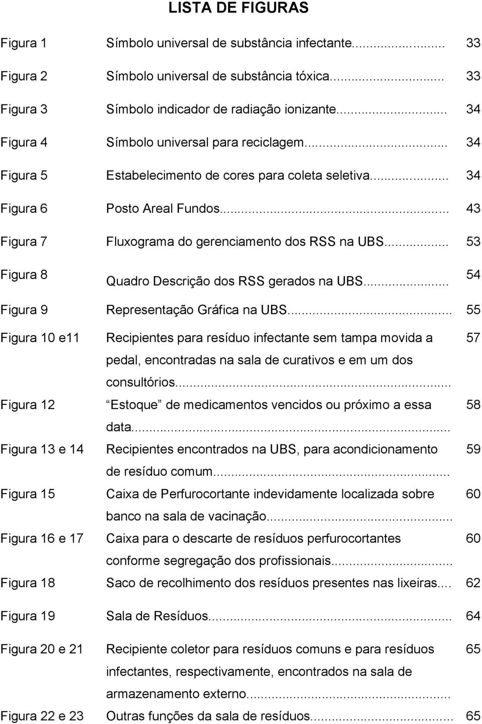 .. 53 Figura 8 Quadro Descrição dos RSS gerados na UBS... 54 Figura 9 Representação Gráfica na UBS.