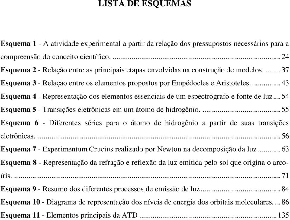 ... 43 Esquema 4 - Representação dos elementos essenciais de um espectrógrafo e fonte de luz... 54 Esquema 5 - Transições eletrônicas em um átomo de hidrogênio.