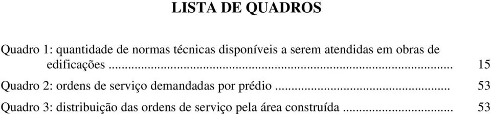 .. 15 Quadro 2: ordens de serviço demandadas por prédio.