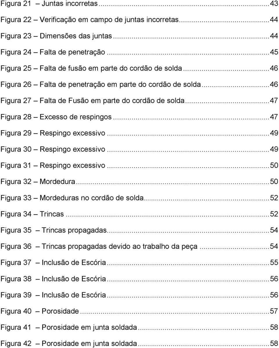 .. 47 Figura 28 Excesso de respingos... 47 Figura 29 Respingo excessivo... 49 Figura 30 Respingo excessivo... 49 Figura 31 Respingo excessivo... 50 Figura 32 Mordedura.