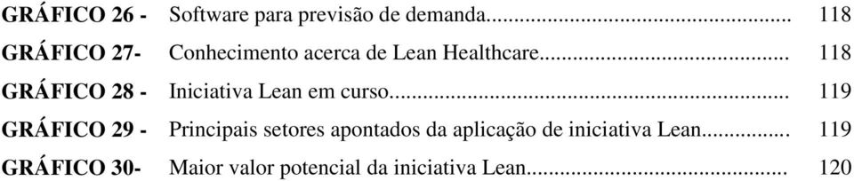 .. 118 GRÁFICO 28 - Iniciativa Lean em curso.