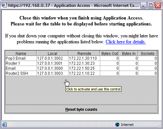 2. 3. Displays de tela de um acesso de aplicativo. Você pode alcançar um aplicativo com o número de porta local e seu endereço IP de Um ou Mais Servidores Cisco ICM NT do loopback local.