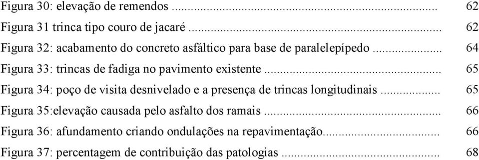 .. 64 Figura 33: trincas de fadiga no pavimento existente.