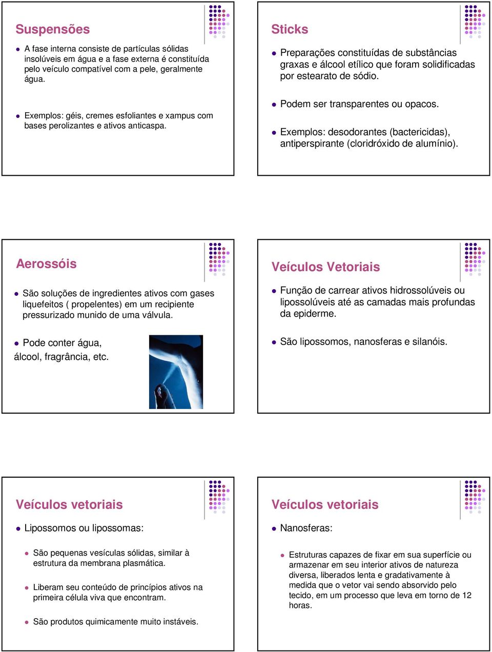 Exemplos: géis, cremes esfoliantes e xampus com bases perolizantes e ativos anticaspa. Podem ser transparentes ou opacos.