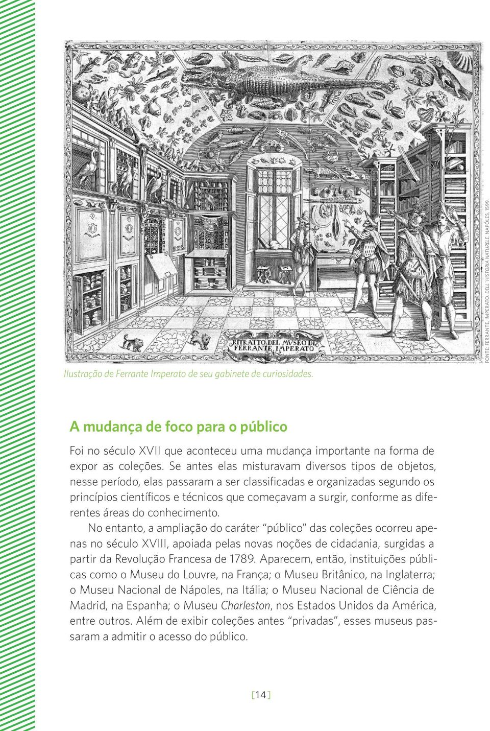 Se antes elas misturavam diversos tipos de objetos, nesse período, elas passaram a ser classificadas e organizadas segundo os princípios científicos e técnicos que começavam a surgir, conforme as