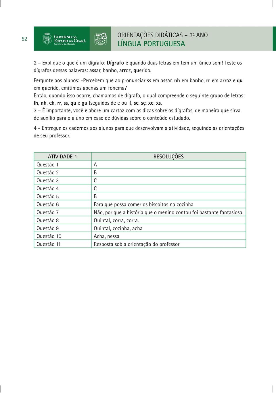 Então, quando isso ocorre, chamamos de dígrafo, o qual compreende o seguinte grupo de letras: lh, nh, ch, rr, ss, qu e gu (seguidos de e ou i), sc, sç, xc, xs.