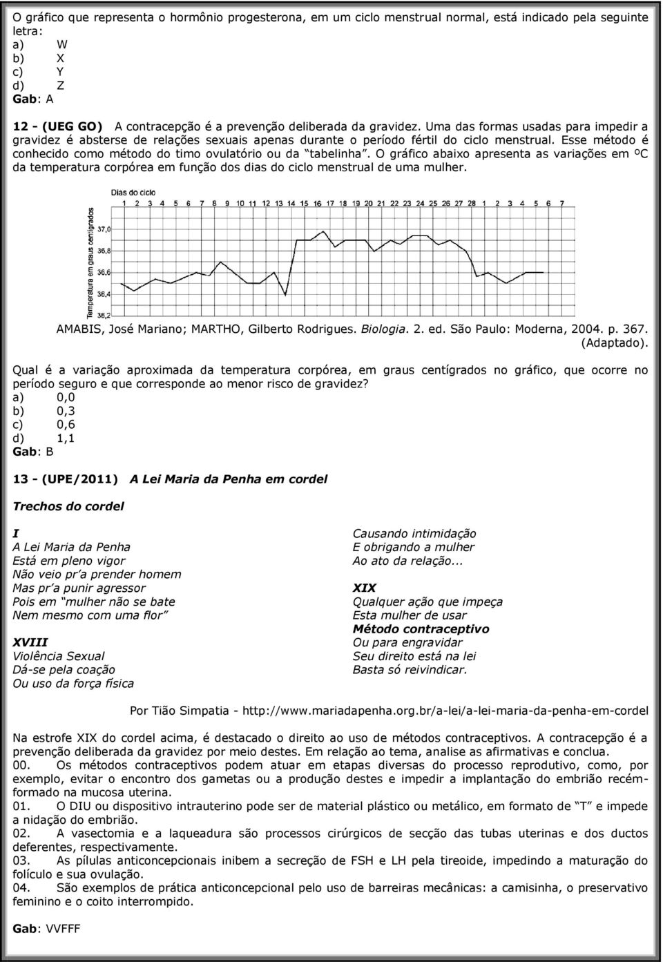 Esse método é conhecido como método do timo ovulatório ou da tabelinha. O gráfico abaixo apresenta as variações em ºC da temperatura corpórea em função dos dias do ciclo menstrual de uma mulher.